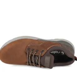Rieker Bungee Lace Shoes With Rugged Sole - Brown