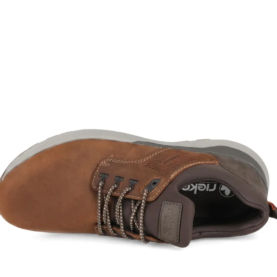 Rieker Bungee Lace Shoes With Rugged Sole - Brown
