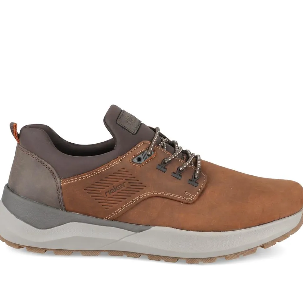 Rieker Bungee Lace Shoes With Rugged Sole - Brown