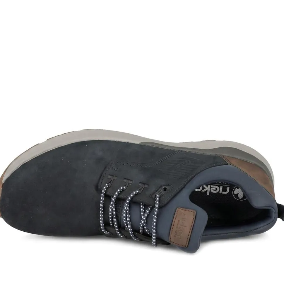 Rieker Bungee Lace Shoes With Rugged Sole - Navy