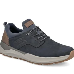 Rieker Bungee Lace Shoes With Rugged Sole - Navy