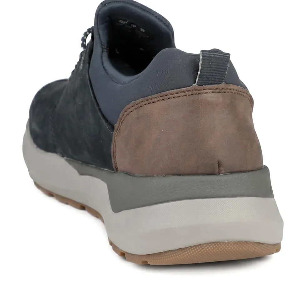 Rieker Bungee Lace Shoes With Rugged Sole - Navy