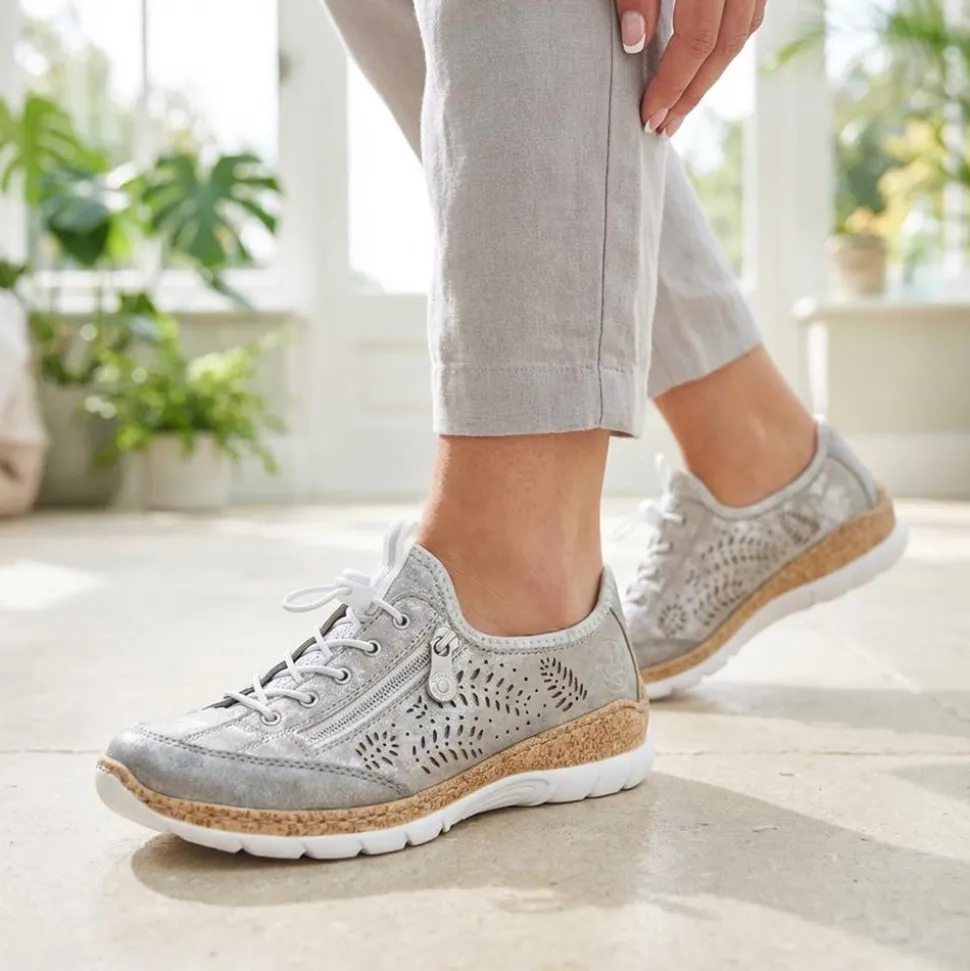 Rieker Bungee Lace & Zip Trainers - Grey