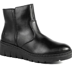 Rieker Chunky Leather Ankle Boots - Black
