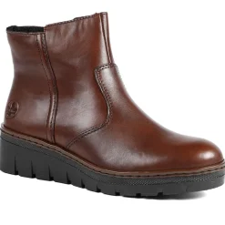 Rieker Chunky Leather Ankle Boots - Brown