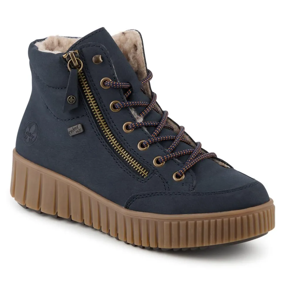 Rieker Chunky Zip Up Hi Tops - Navy