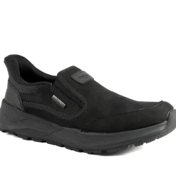 Rieker Elasticated Leather Slip On Shoes - Black