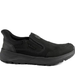 Rieker Elasticated Leather Slip On Shoes - Black