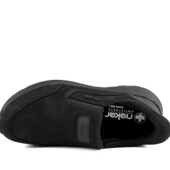 Rieker Elasticated Leather Slip On Shoes - Black