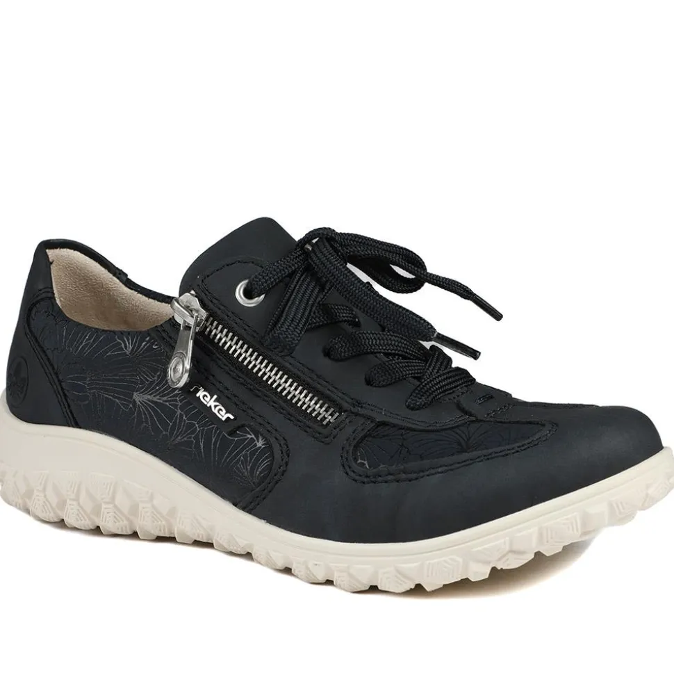 Rieker Extra Wide Lace & Zip Fasten Trainers - Navy