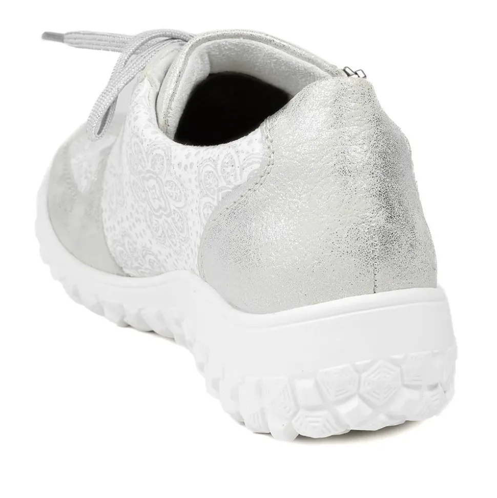 Rieker Extra Wide Lace & Zip Fasten Trainers - Silver
