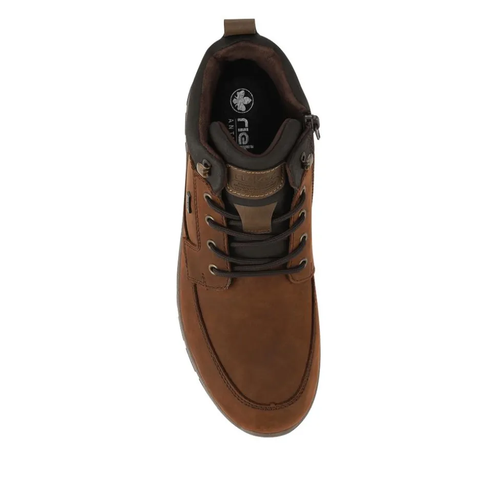 Rieker Extra Wide Leather Lace Up Boots - Brown
