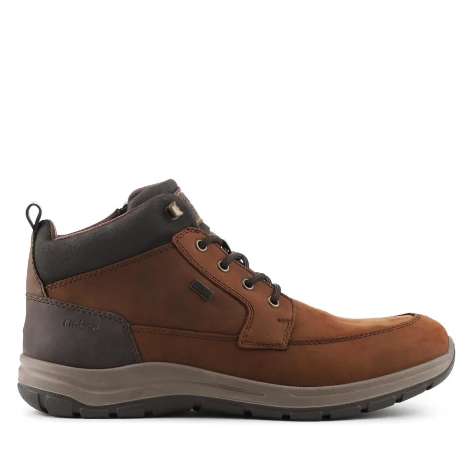 Rieker Extra Wide Leather Lace Up Boots - Brown