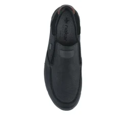 Rieker Extra-Wide Leather Slip-On Shoes - Black