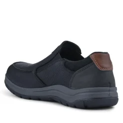 Rieker Extra-Wide Leather Slip-On Shoes - Black
