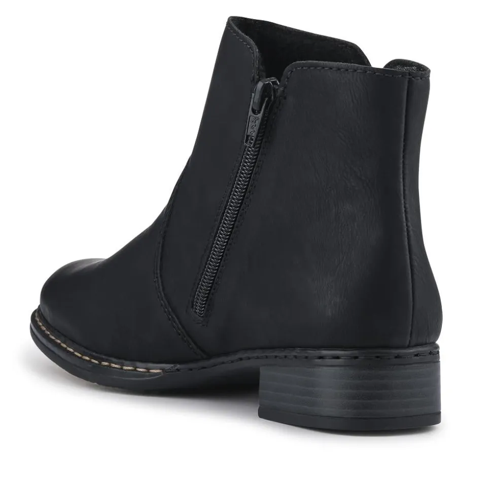 Rieker Flat-Heeled Ankle Boots - Black