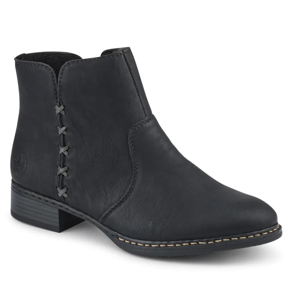Rieker Flat-Heeled Ankle Boots - Black