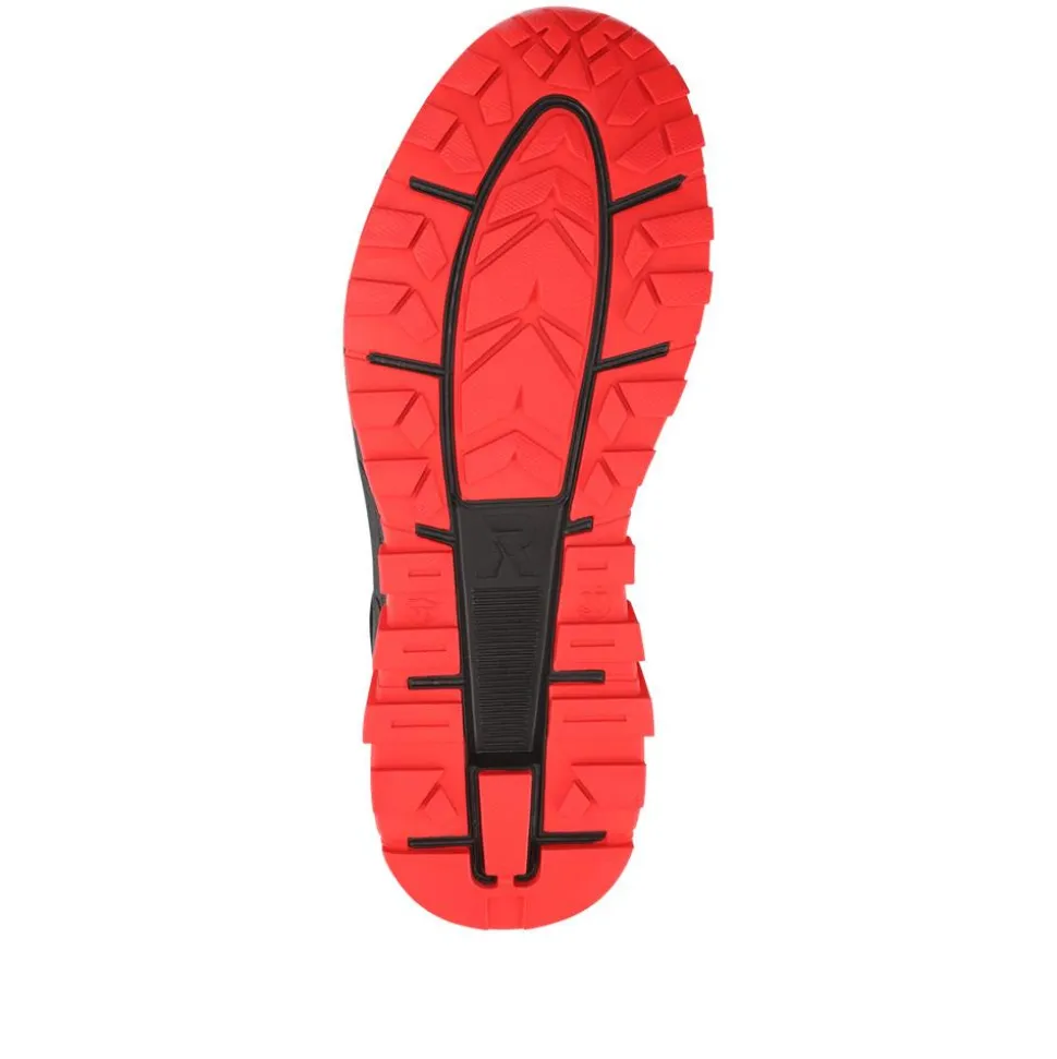 Rieker Fleece-Lined Hiker Boots - Black-Red