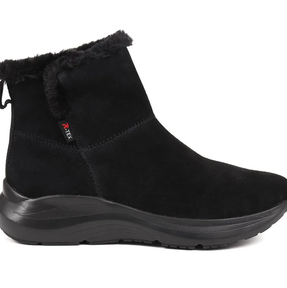 Rieker Fleece-Lined Pull-On Ankle Boots - Black