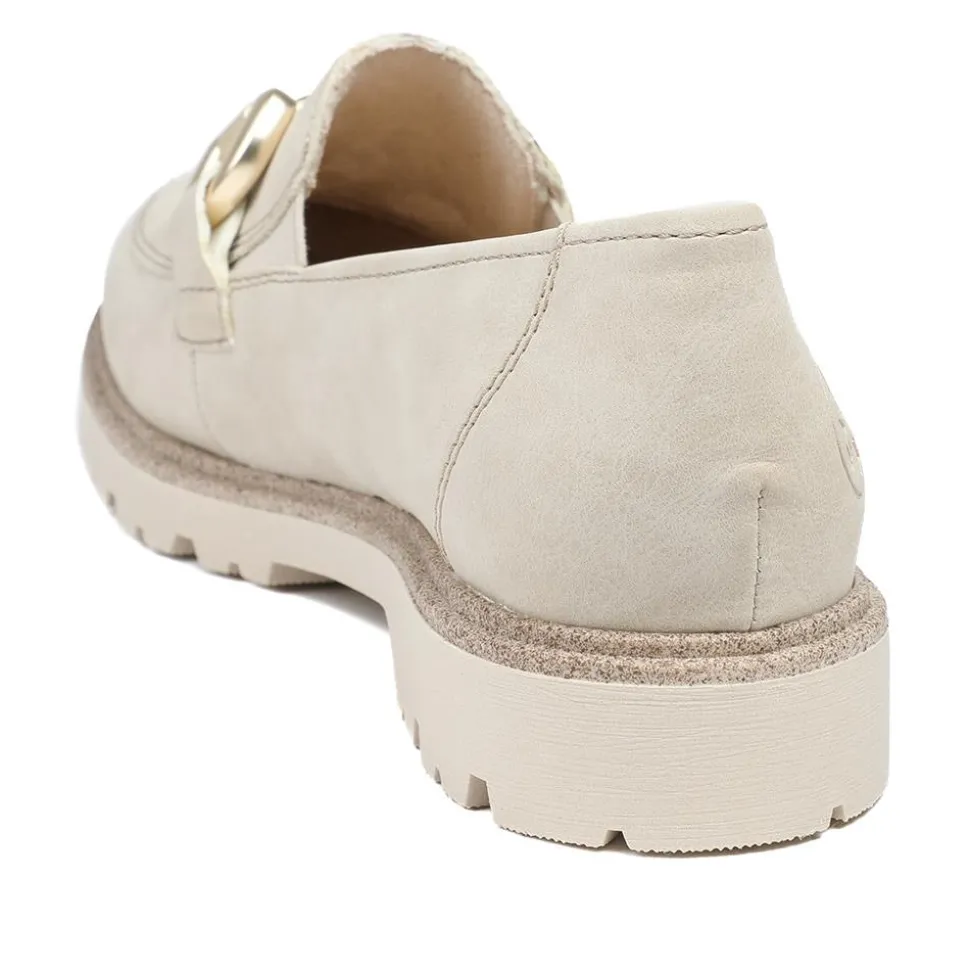 Rieker Grip Sole Buckle Moccasins - Beige