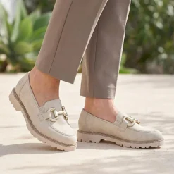 Rieker Grip Sole Buckle Moccasins - Beige