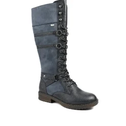 Rieker Lace & Zip Long Boots - Blue