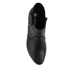 Rieker Leather Block Heel Ankle Boots - Black