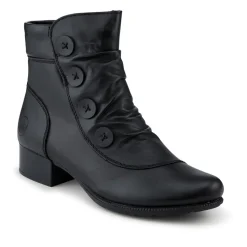 Rieker Leather Buttoned Ankle Boots - Black