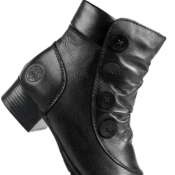 Rieker Leather Buttoned Ankle Boots - Black