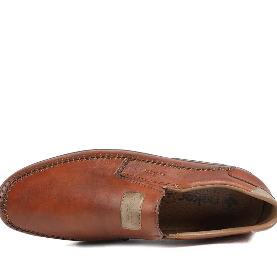Rieker Leather Elasticated Slip On Shoes - Tan
