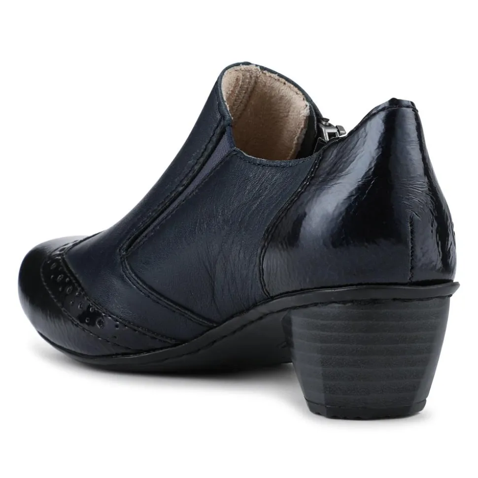 Rieker Leather Heeled Slip-On Shoes - Navy