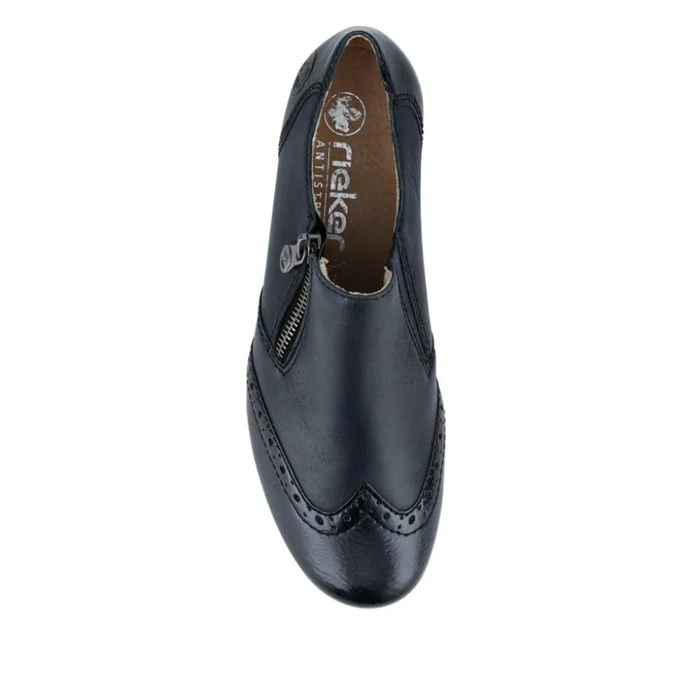 Rieker Leather Heeled Slip-On Shoes - Navy