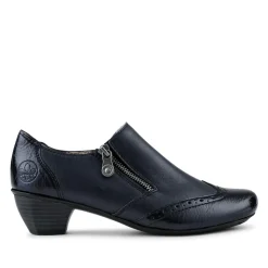 Rieker Leather Heeled Slip-On Shoes - Navy