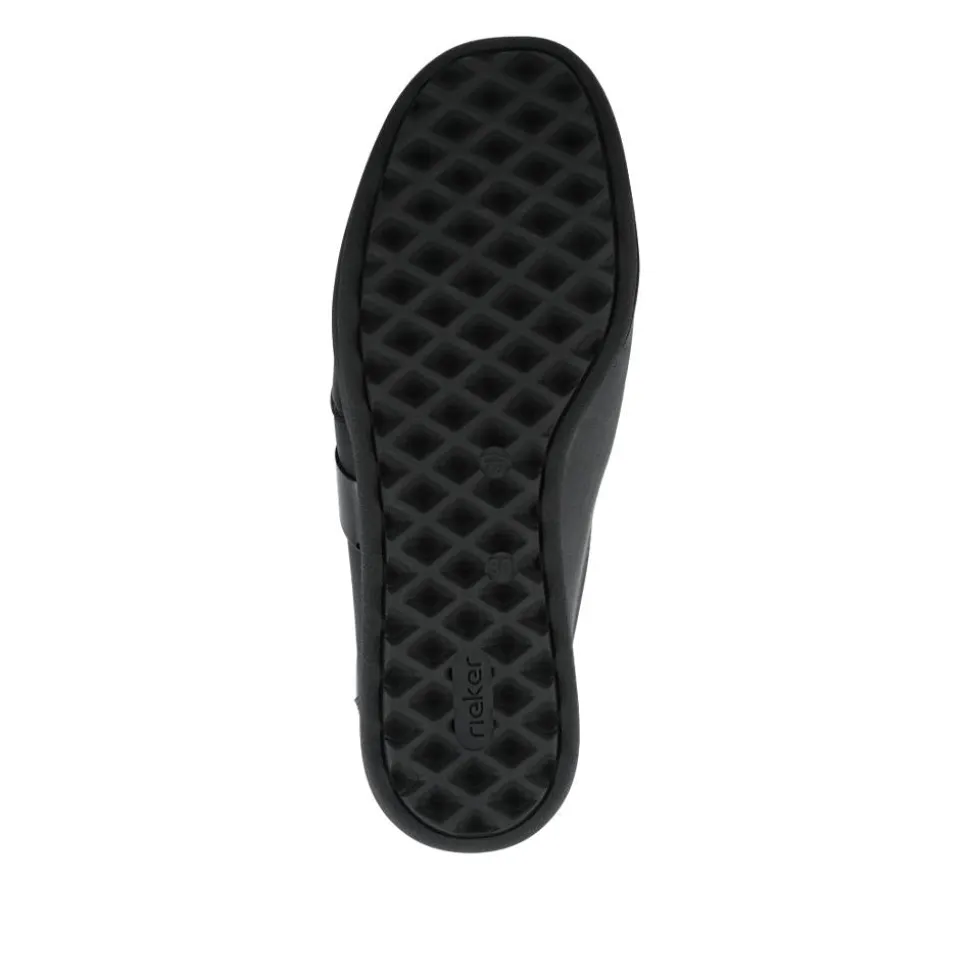 Rieker Leather Slip-On Shoes - Black