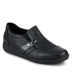 Rieker Leather Slip-On Shoes - Black