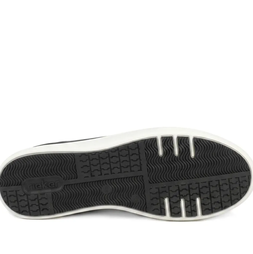 Rieker Leather Zip & Lace Platform Trainers - Black