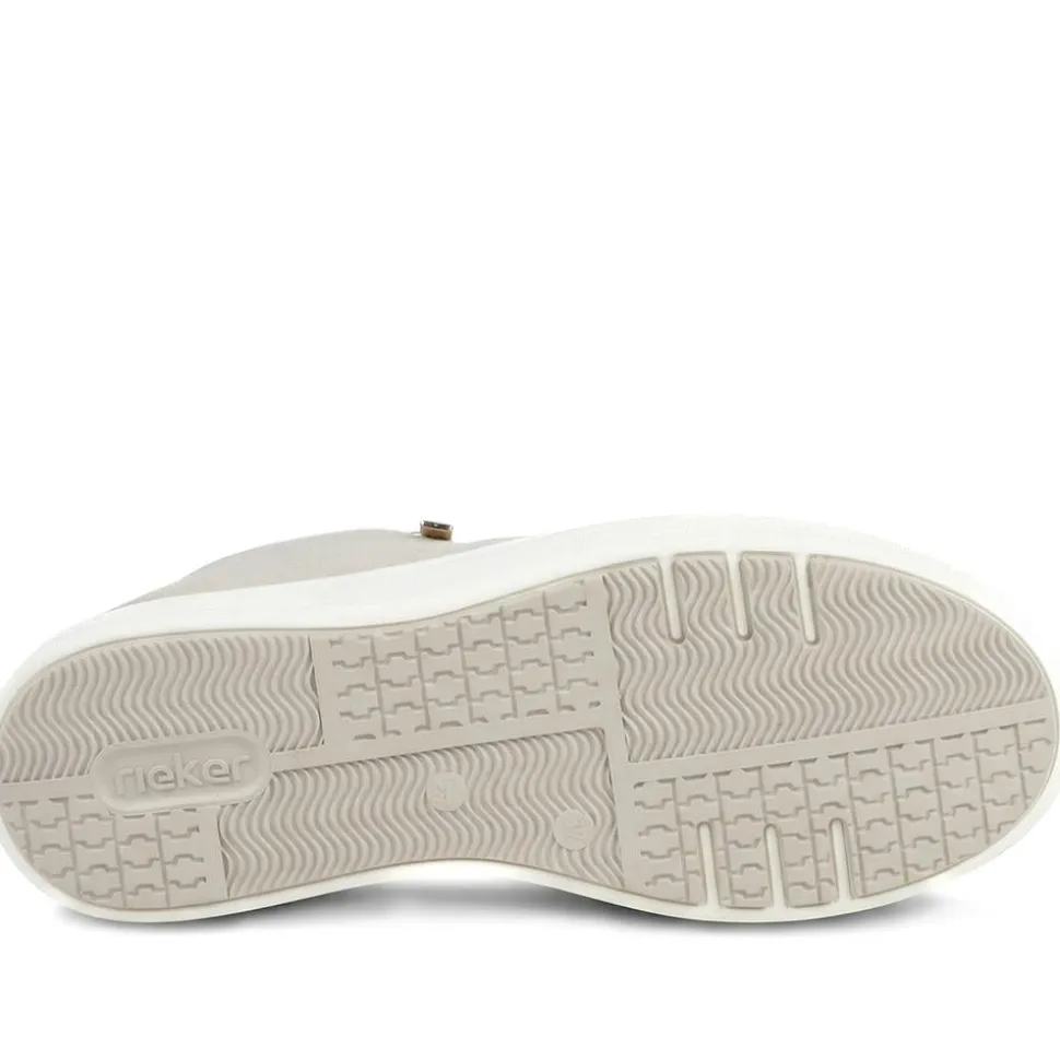 Rieker Leather Zip & Lace Platform Trainers - Grey