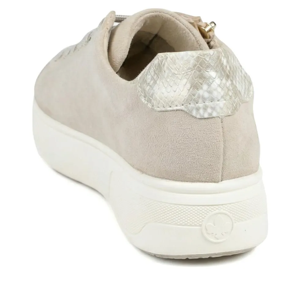 Rieker Leather Zip & Lace Platform Trainers - Grey