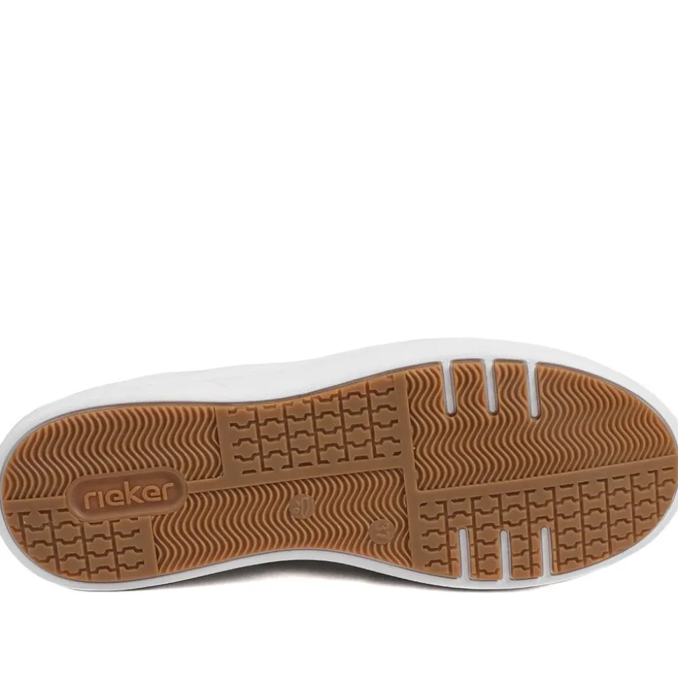 Rieker Leather Zip & Lace Platform Trainers - White