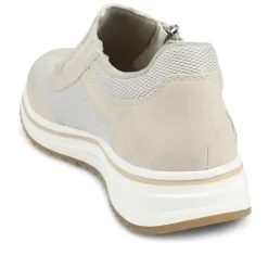 Rieker Leather Zip & Lace Trainers - Beige