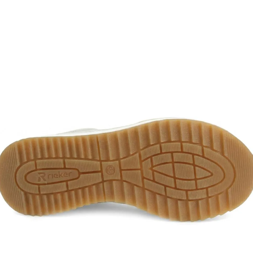 Rieker Leather Zip & Lace Trainers - Beige