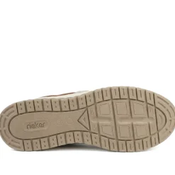 Rieker Leather Zip & Lace Trainers - Brown