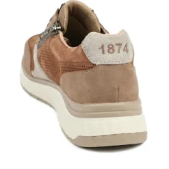 Rieker Leather Zip & Lace Trainers - Brown