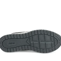 Rieker Leather Zip & Lace Trainers - Navy