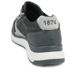 Rieker Leather Zip & Lace Trainers - Navy