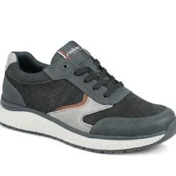 Rieker Leather Zip & Lace Trainers - Navy
