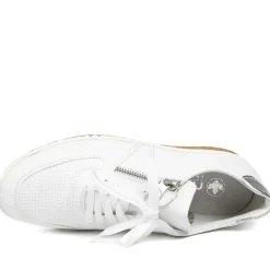 Rieker Leather Zip & Lace Trainers - White