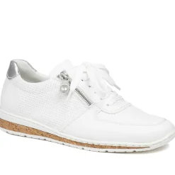 Rieker Leather Zip & Lace Trainers - White