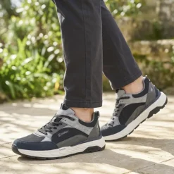 Rieker Low Top Lace Up Trainers - Black-Grey