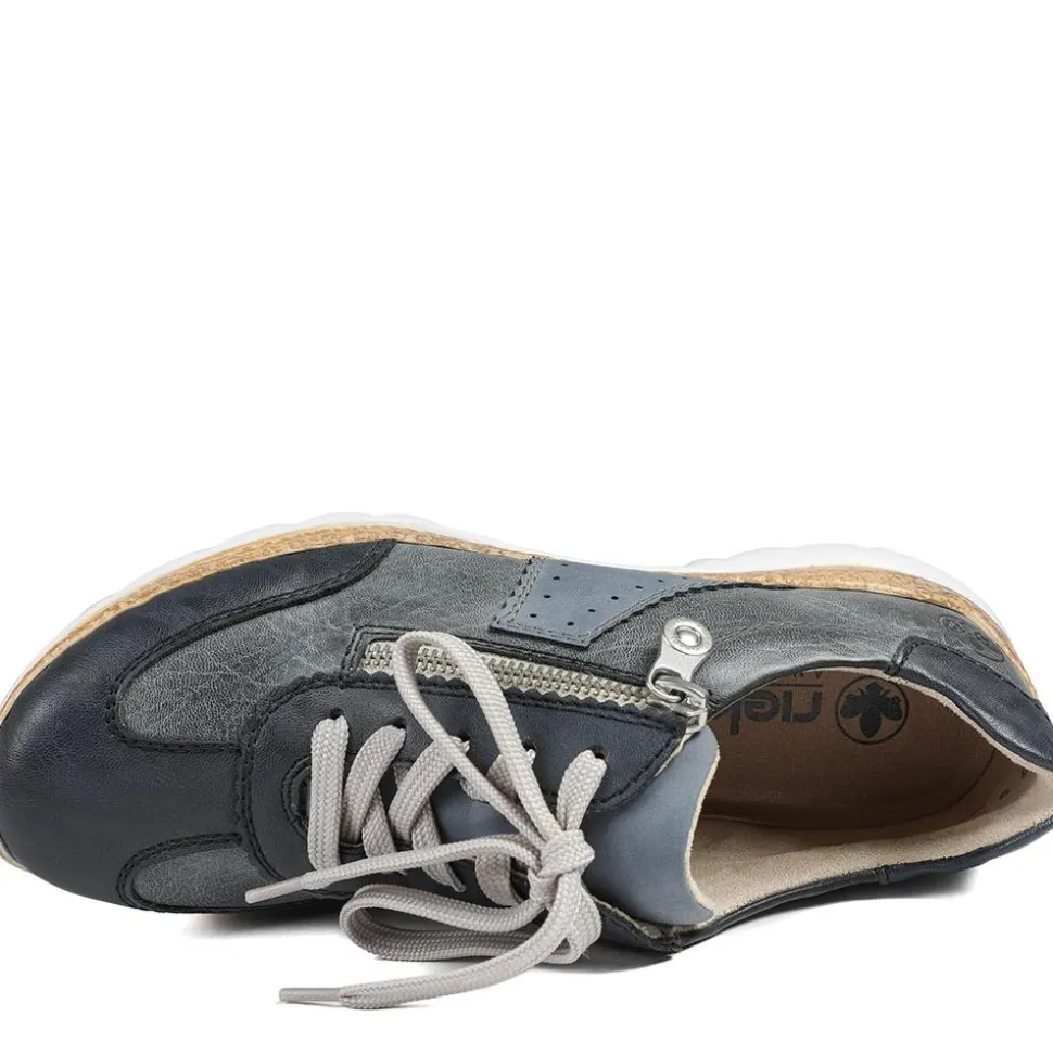 Rieker Memory Foam Zip & Lace Shoes - Navy